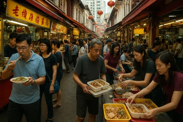 chinatown hawker leftovers consumption